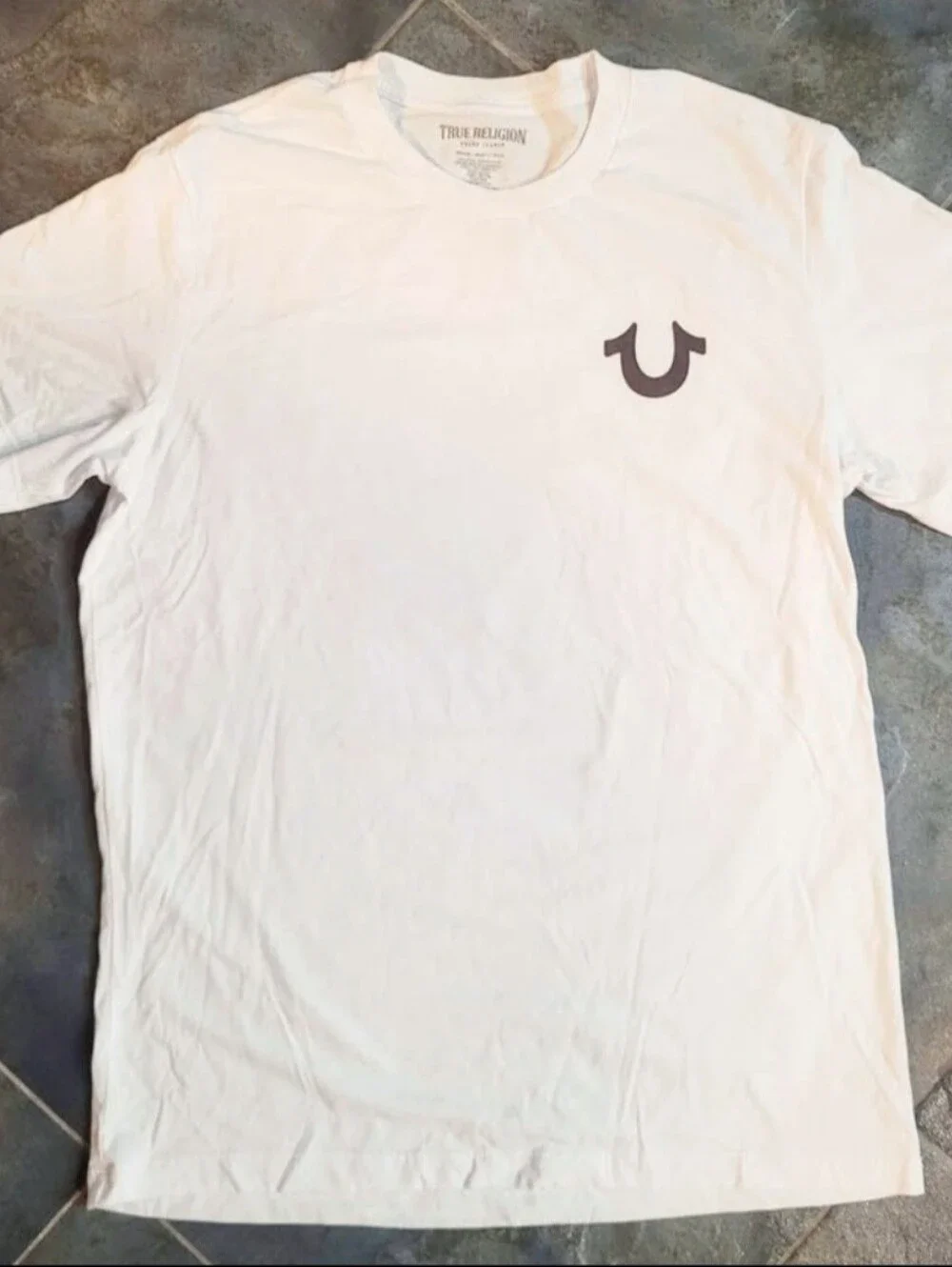 True Religion men’s Buddha logo graphic tee white streetwear Y2K shirt